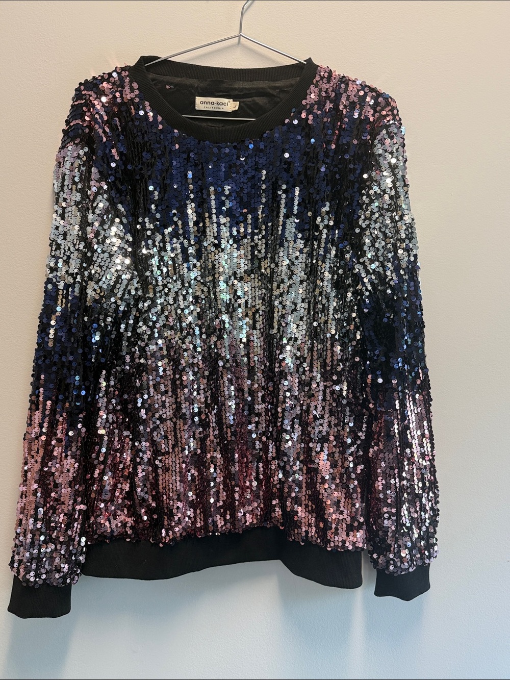 Anna-Kaci Pink & Navy Sequin Ombre Sweatshirt